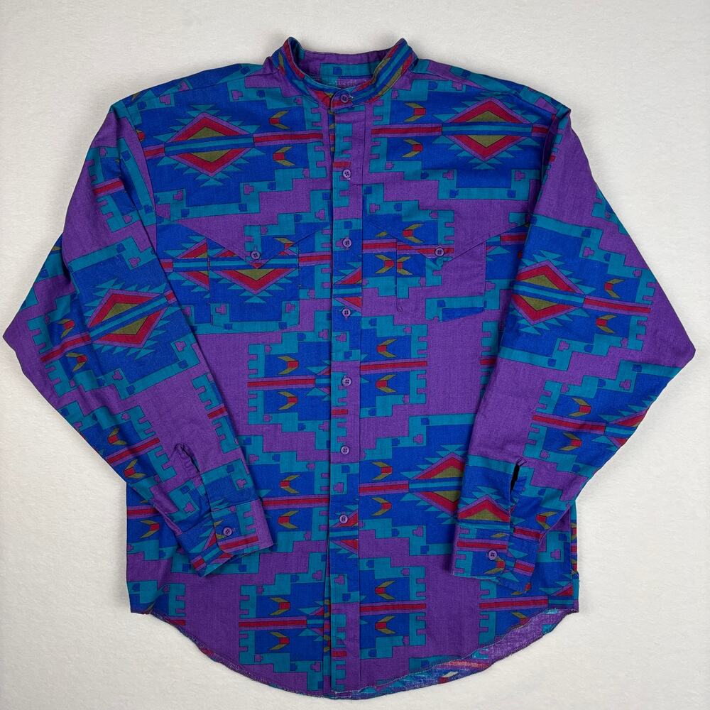 Vintage Panhandle Slim Southwestern Aztec Geometric Long Sleeve Button-Up M/L 16